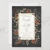 Bold Floral Botanical leves Grey Gold Weddenschap Kaart (Voorkant)