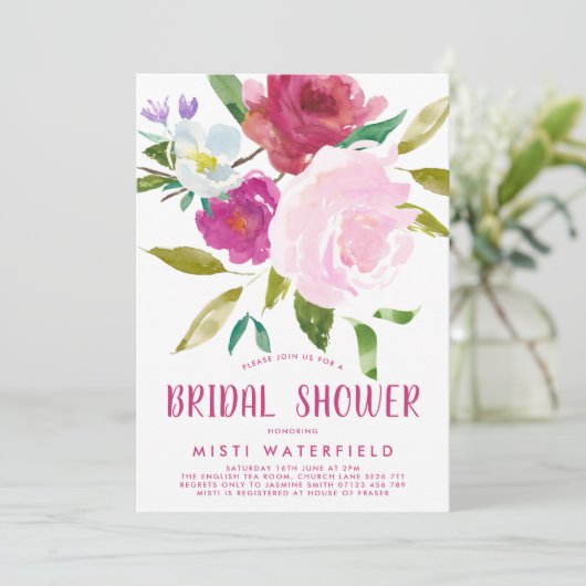 Bold Floral Bridal Shower Kaart (Staand voorkant)