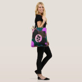 Bold Floral Circle Tote Bag – Modern Abstract Flow (Op model)