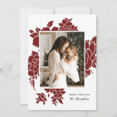 Bold Floral Cutout | Rood | Kerstfeest met foto's Feestdagenkaart (Voorkant)