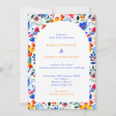 Bold Floral Folk Fiesta Wedding  Kaart (Voorkant)