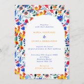 Bold Floral Folk Fiesta Wedding  Kaart (Voorkant / Achterkant)
