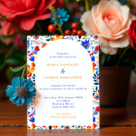 Bold Floral Folk Fiesta Wedding  Kaart