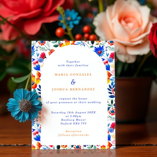 Bold Floral Folk Fiesta Wedding  Kaart