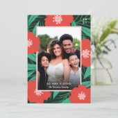 Bold Floral Lijst zonder kerstfoto Feestdagenkaart (Staand voorkant)