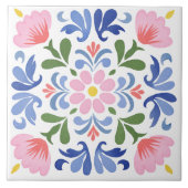 Bold Floral on White Background Decorative Tegeltje (Voorkant)