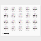 Bold Floral Overlay Monogram Weddenschap Bedankt Ronde Sticker (Vel)