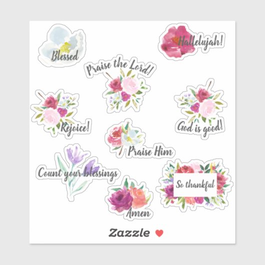 Bold Floral Phoogt Christelijke Stickers voor het  (Vel)