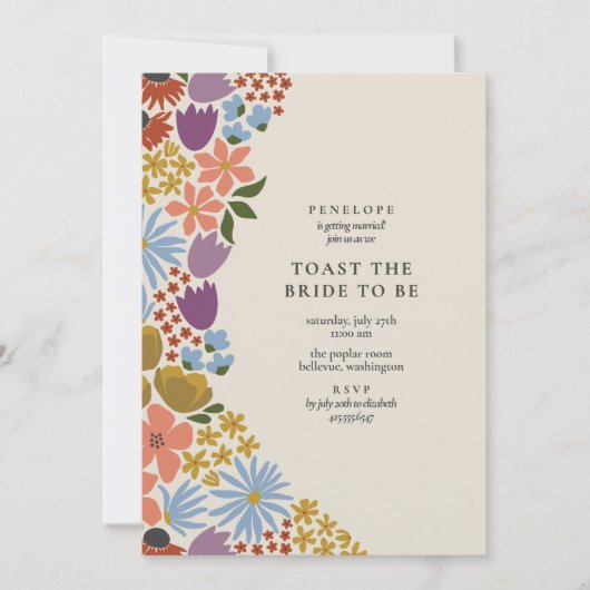 Bold Floral Toast de bruid Cocktail Hour Shower Kaart (Voorkant)