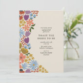 Bold Floral Toast de bruid Cocktail Hour Shower Kaart (Staand voorkant)