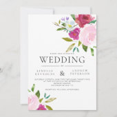 Bold Floral Waterverf Weddenschap Kaart (Voorkant)