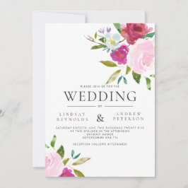 Bold Floral Waterverf Weddenschap Kaart