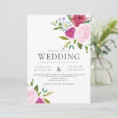 Bold Floral Waterverf Weddenschap Kaart (Staand voorkant)