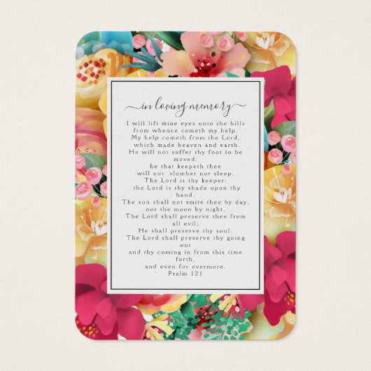 Bold Florals Foto Funeral Memorial Prayer Kaart (Achterkant)
