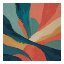 Bold Flow – Abstracte penseelstreekkunst in Blauwg