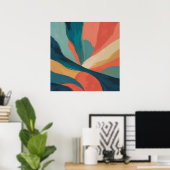 Bold Flow – Abstracte penseelstreekkunst in Blauwg Poster (Thuiskantoor)