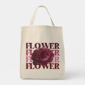 'Bold FLOWER Typografie' Bloemige Esthetische Bood Tote Bag (Achterkant)