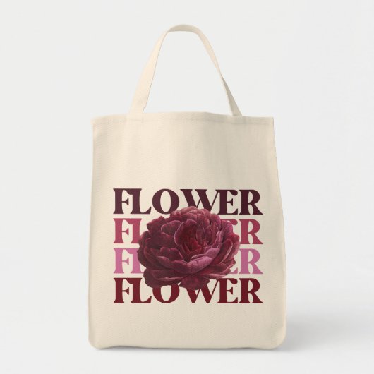 'Bold FLOWER Typografie' Bloemige Esthetische Bood Tote Bag (Voorkant)