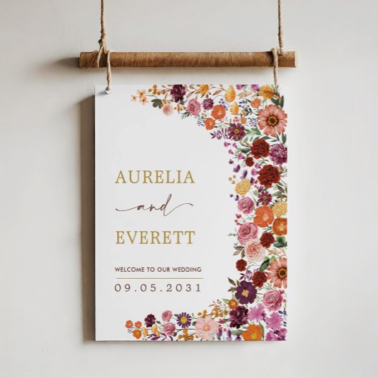 Bold Flowers Herfst Wildflower Wedding Welkom Poster