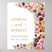 Bold Flowers Herfst Wildflower Wedding Welkom Poster (Voorkant)