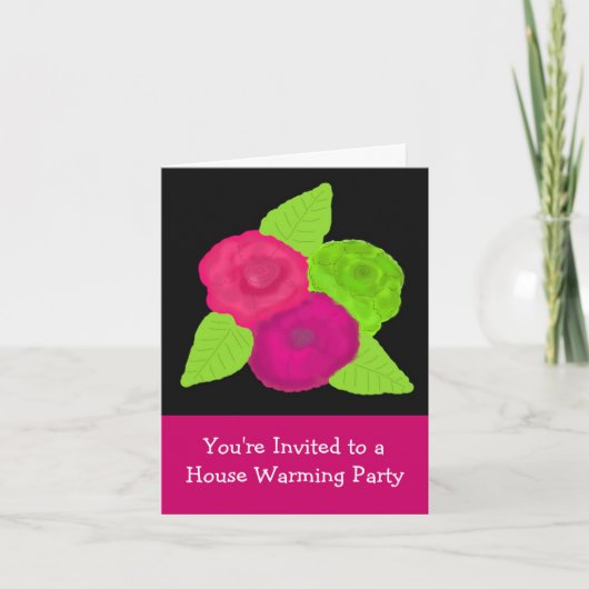 Bold Flowers House Warming Party Uitnodiging (Voorkant)