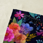 Bold Flowers op Zwart  Esthetisch Glamoureus Strandlaken (In situ)