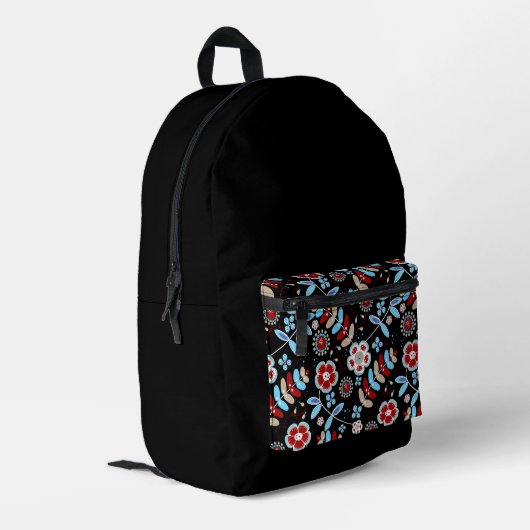 Bold Folk Floral Pattern Bedrukte Rugzak (Achterkant Hoek Links)