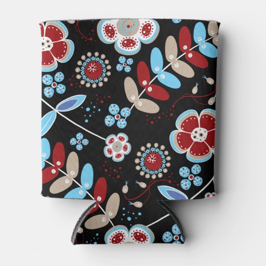 Bold Folk Floral Pattern Blikjeskoeler (Voorkant)