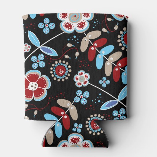 Bold Folk Floral Pattern Blikjeskoeler (Achterkant)