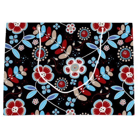 Bold Folk Floral Pattern Groot Cadeauzakje (Voorkant)