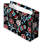 Bold Folk Floral Pattern Groot Cadeauzakje (Voorkant Gekanteld)