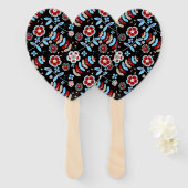 Bold Folk Floral Pattern Handwaaier (Voorkant en achterkant)