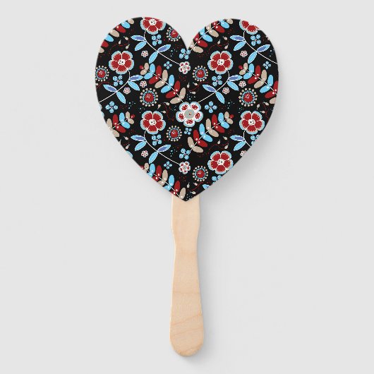 Bold Folk Floral Pattern Handwaaier (Voorkant)