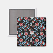 Bold Folk Floral Pattern Magneet (Voorkant / Achterkant)