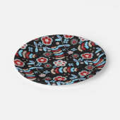 Bold Folk Floral Pattern Papieren Bordje (Gekanteld)