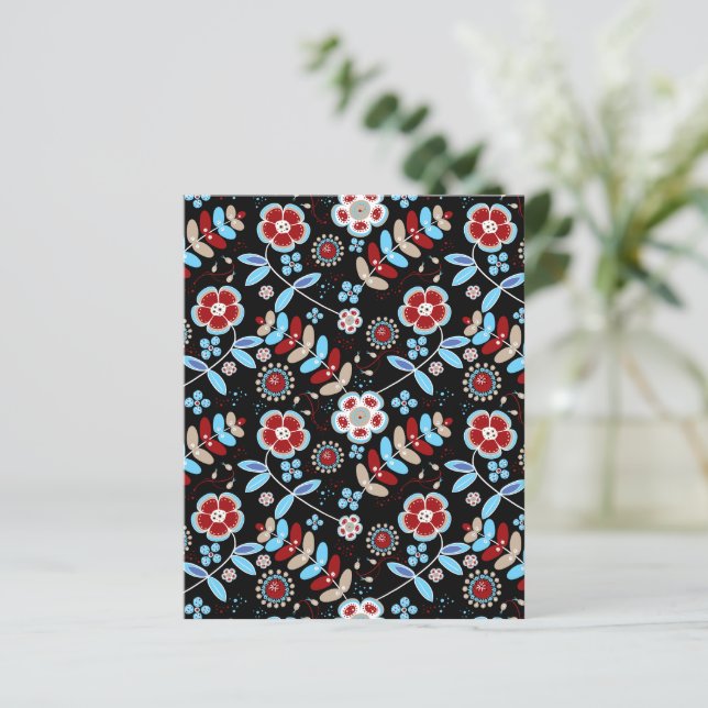 Bold Folk Floral Pattern Scrapbook Paper (Staand voorkant)