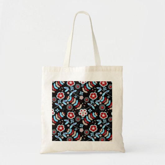 Bold Folk Floral Pattern Tote Bag (Voorkant)