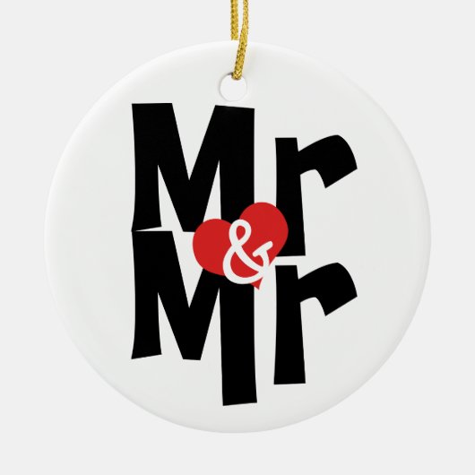 Bold Font Gay Wedding Mr. en Mr. Personalized Keramisch Ornament (Voorkant)