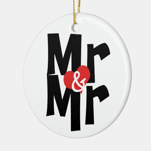 Bold Font Gay Wedding Mr. en Mr. Personalized Keramisch Ornament (Links)