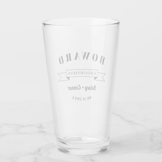Bold Font Groomsman Weddenschap Glas (Achterkant)