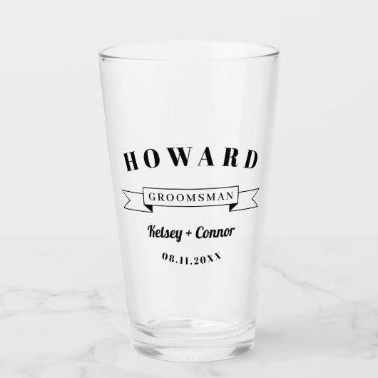 Bold Font Groomsman Weddenschap Glas (Voorkant)