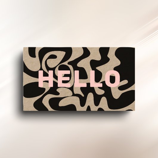 Bold Font Groovy Black Blush Pink Kraft Visitekaartje