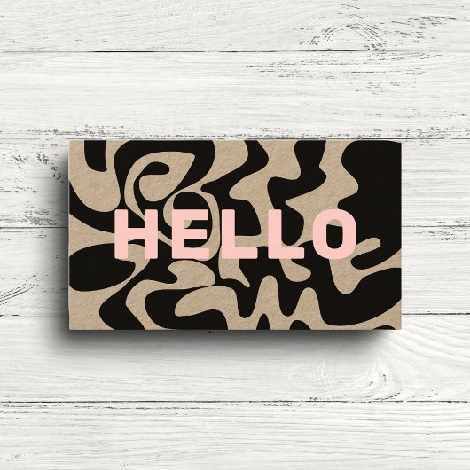 Bold Font Groovy Black Blush Pink Kraft Visitekaartje