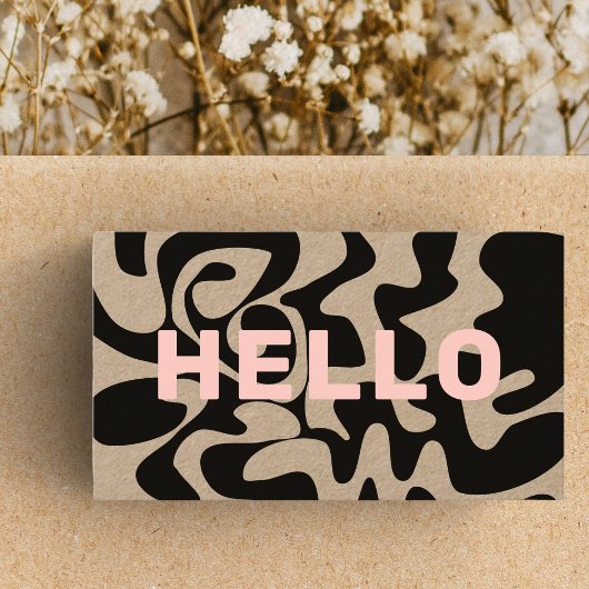 Bold Font Groovy Black Blush Pink Kraft Visitekaartje