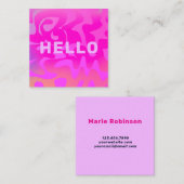 Bold Font Groovy Hello Hot Pink Bright Vierkante Visitekaartje (Voorkant / Achterkant)