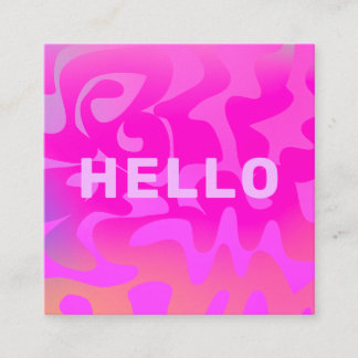 Bold Font Groovy Hello Hot Pink Bright Vierkante Visitekaartje