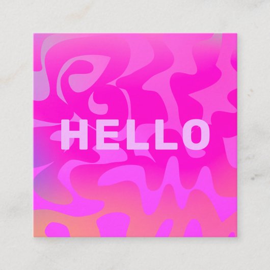 Bold Font Groovy Hello Hot Pink Bright Vierkante Visitekaartje (Voorkant)