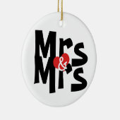 Bold Font Lesbian Wedding Mrs. en Mrs. Gepersonali Keramisch Ornament (Rechts)