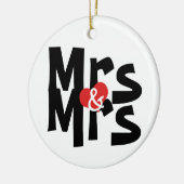 Bold Font Lesbian Wedding Mrs. en Mrs. Gepersonali Keramisch Ornament (Links)