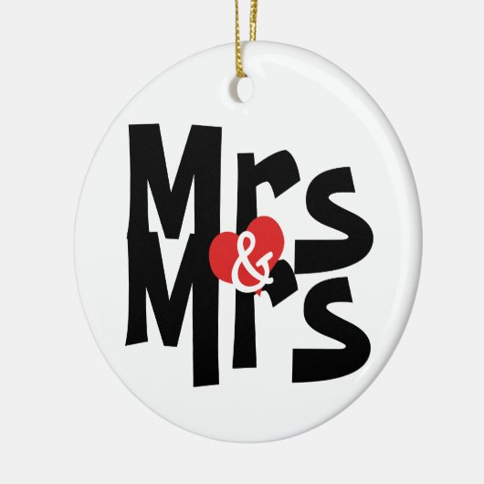 Bold Font Lesbian Wedding Mrs. en Mrs. Gepersonali Keramisch Ornament (Links)